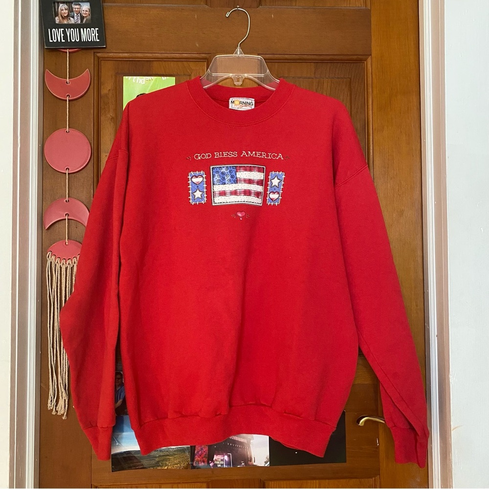 Morning Sun Red Patriotic Crewneck Sweater